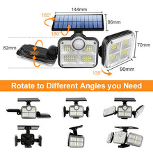 Load image into Gallery viewer, Solar light outdoor 3 heads motion sensor 270° wide-angle lighting waterproof JK041
