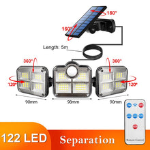 Load image into Gallery viewer, Solar light outdoor 3 heads motion sensor 270° wide-angle lighting waterproof JK041
