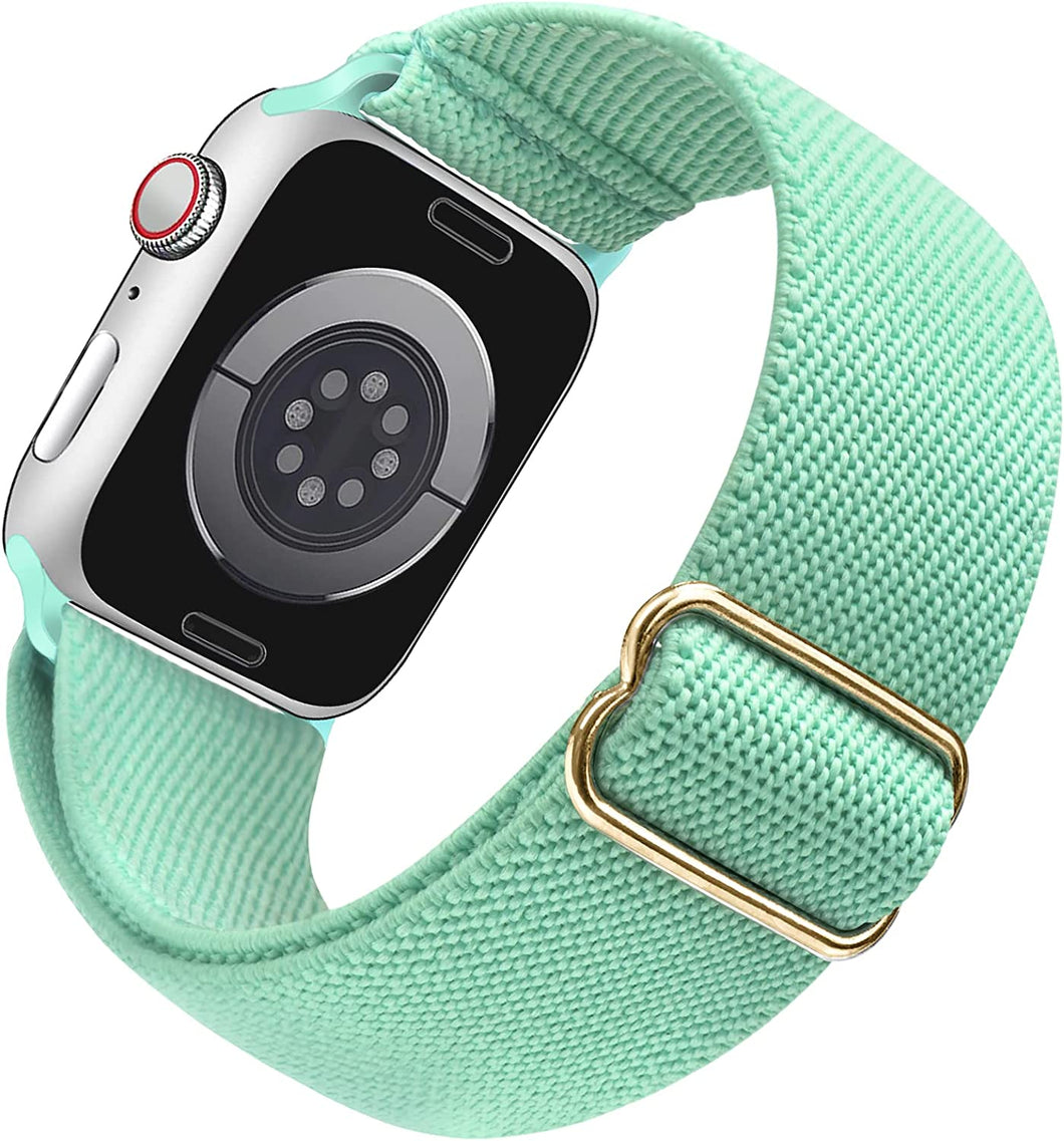 Yiren Elastic Strap for Apple Watch Band 45mm 44mm 42mm Comfortable Adjustable Sport Band for iWatch Series 7 6 5 4 SE 3 2 1 Ladies Mens - Mint Green RY026