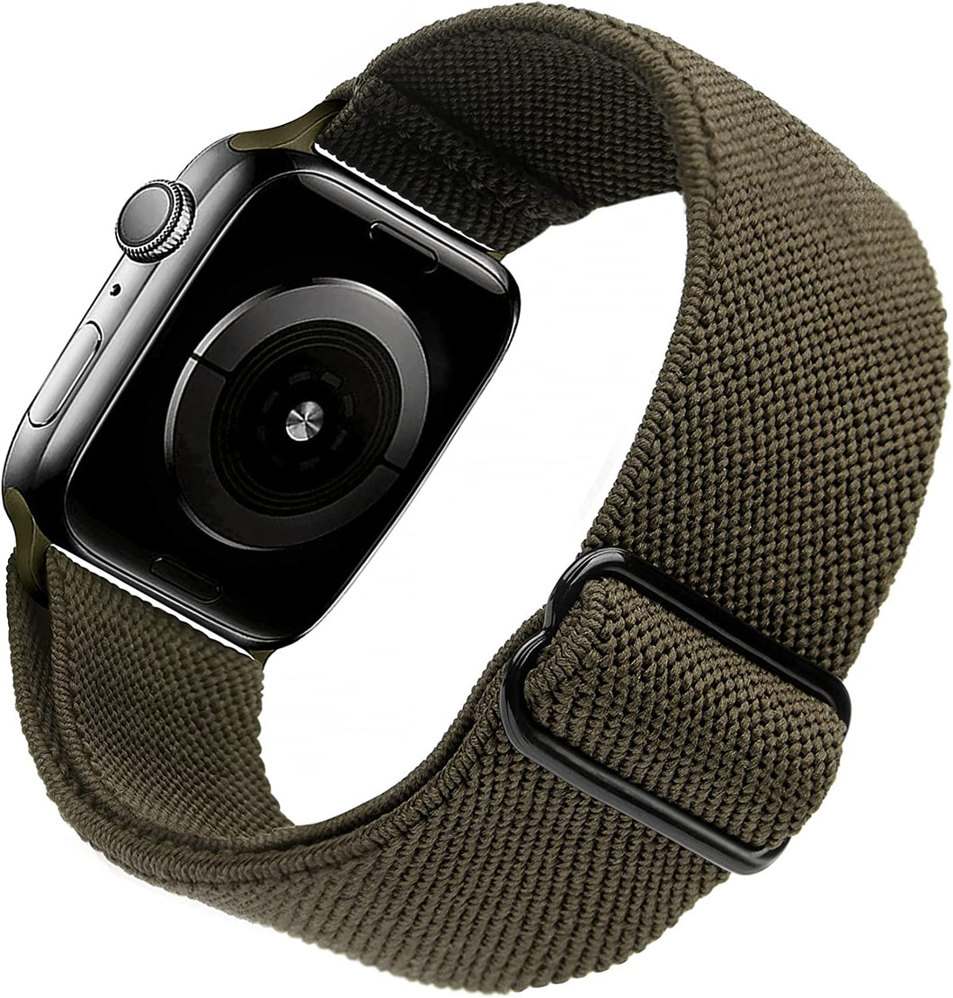 Yiren Elastic Strap for Apple Watch Band 45mm 44mm 42mm Comfortable Adjustable Sport Band for iWatch Series 8 7 6 5 4 SE 3 2 1 Ladies Mens - Olive RY021