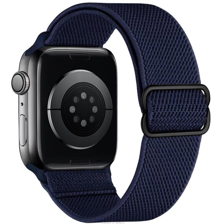 Yiren Elastic Strap for Apple Watch Band 45mm 44mm 42mm Comfortable Adjustable Sport Band for iWatch Series 8 7 6 5 4 SE 3 2 1 Ladies Mens - Dark Blue RY017