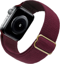 Load image into Gallery viewer, Yiren Elastic Strap for Apple Watch Band 45mm 44mm 42mm Comfortable Adjustable Sport Band for iWatch Series 7 6 5 4 SE 3 2 1 Ladies Mens - Burgundy RY028
