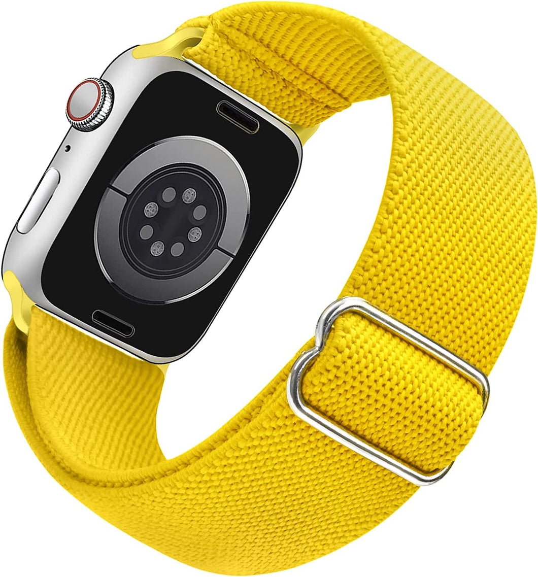 Yiren Elastic Strap for Apple Watch Band 45mm 44mm 42mm Comfortable Adjustable Sport Band for iWatch Series 7 6 5 4 SE 3 2 1 Ladies Mens - Yellow RY029