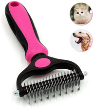 Load image into Gallery viewer, Yiren Pet Grooming Tool- 2 Sided Undercoat Rake for Dogs &amp;Cats-Safe and Effective Dematting Comb for Mats&amp;Tangles Removing-No More Nasty Shedding or Flying Hair RY008
