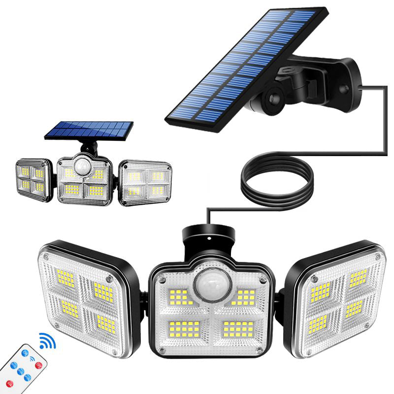 Solar light outdoor 3 heads motion sensor 270° wide-angle lighting waterproof JK041