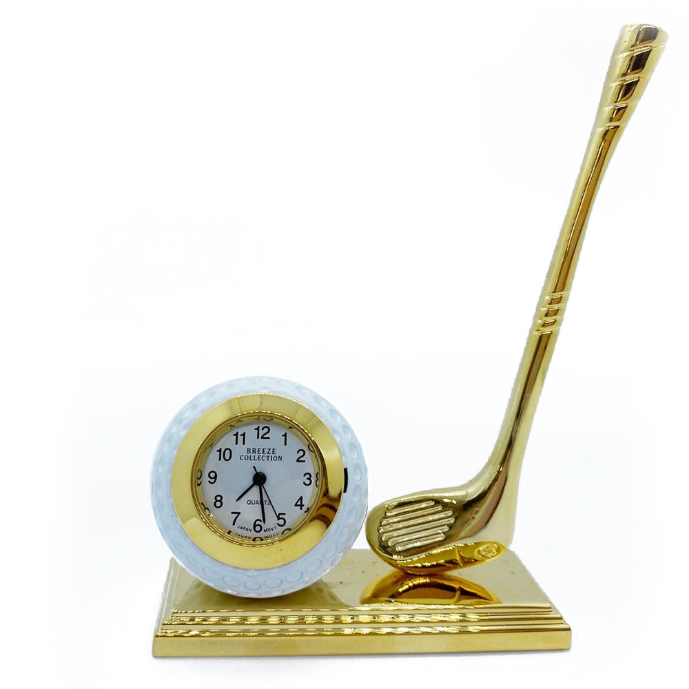 Golf Ball w/ Golden Club Clock Christmas Gift Idea