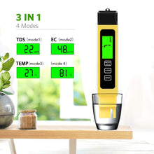 Load image into Gallery viewer, Yiren TDS Meter Digital Water Quality Tester, TDS Temperature &amp; Conductivity Meter 3 in 1, 0-9999 ppm, Hydroponics EC Meter, Digital Water Testers for Drinking Water, ppm Meter for Hydroponics Aquarium RY006
