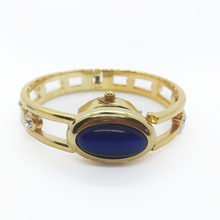 Load image into Gallery viewer, Gold Cut Out Crystal Bangle Watch  with flip cover
