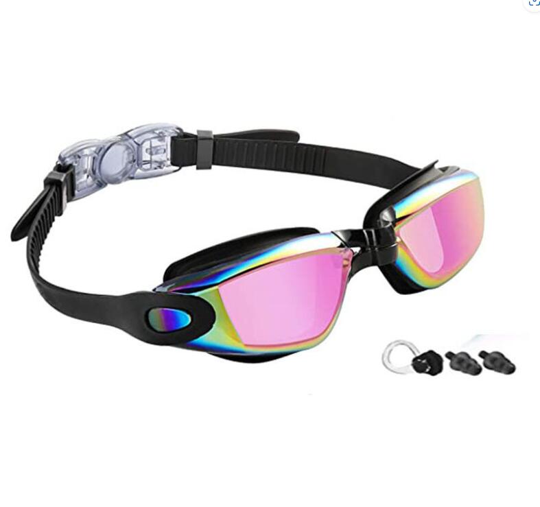 Yiren Colorful swimming goggles adult/swimming goggles/one piece earplugs electroplating anti-fog swimming goggles RY032