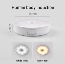 Load image into Gallery viewer, Yiren LED night light. New body sensor lights, automatic on/off, cool white/warm white. Dimmable Magnetic Wall Lamp Safety Light for Corridor, Bathroom, Bedroom, Kitchen, Staircase, Warm White RY036
