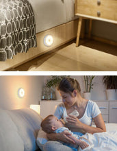 Load image into Gallery viewer, Yiren LED night light. New body sensor lights, automatic on/off, cool white/warm white. Dimmable Magnetic Wall Lamp Safety Light for Corridor, Bathroom, Bedroom, Kitchen, Staircase, Warm White RY036
