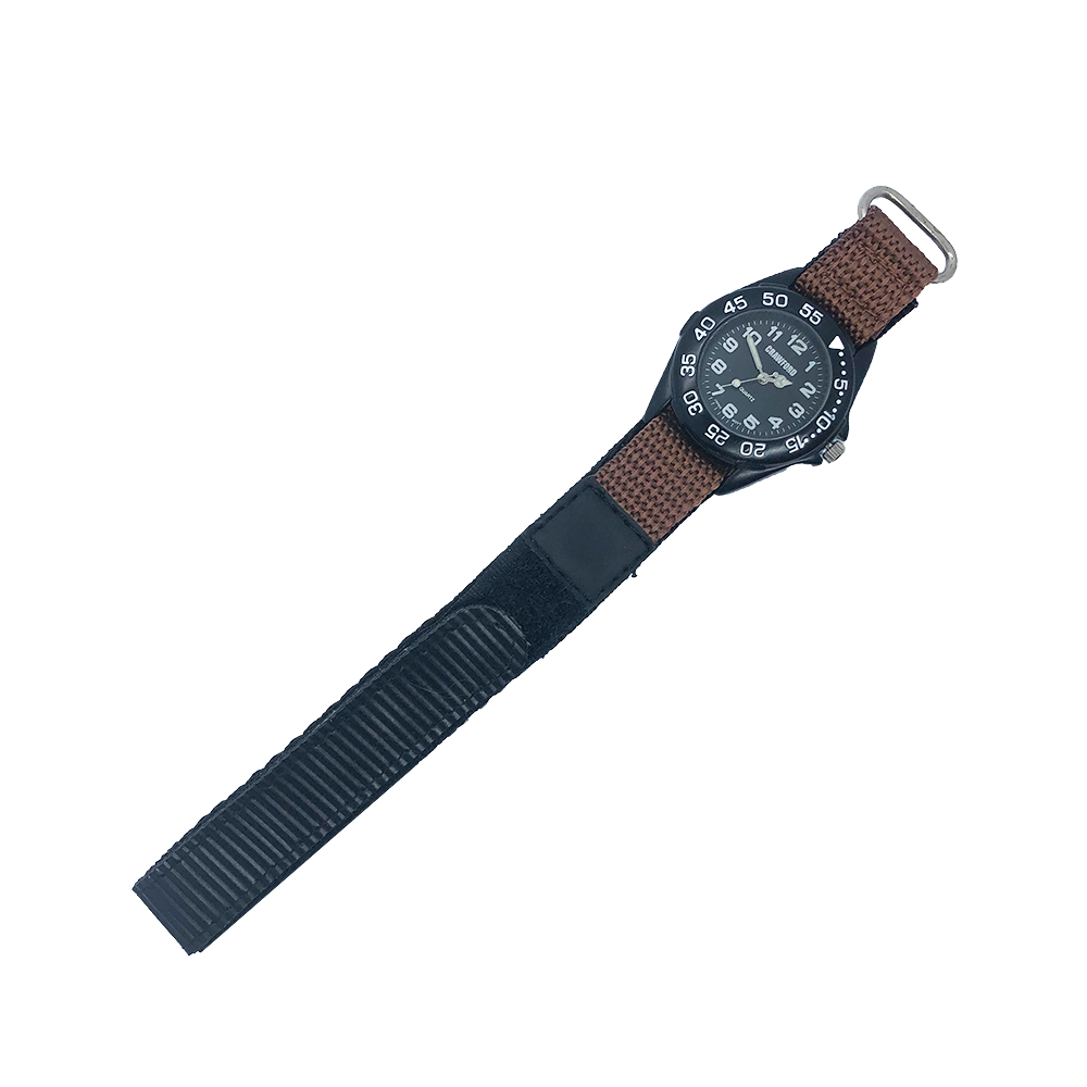 Gents Watch With Velcro Strap (Small)-Black and Brown